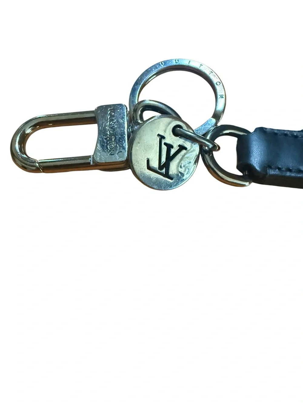 Louis Vuitton Black Monogram Eclipse Leather Key Charm with Silver Hardware